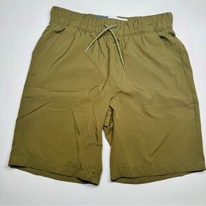 Old Navy StretchTech Boys olive green Shorts Size L (10-12) Dry Quick Pull-On